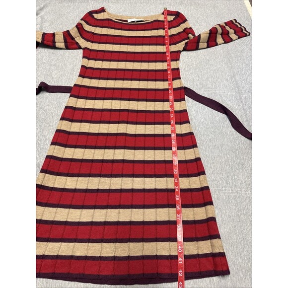 Trina Turk Midi Sweater Dress Womens Large‎ Marino Wool  Long Stripped Tie - Picture 11 of 12